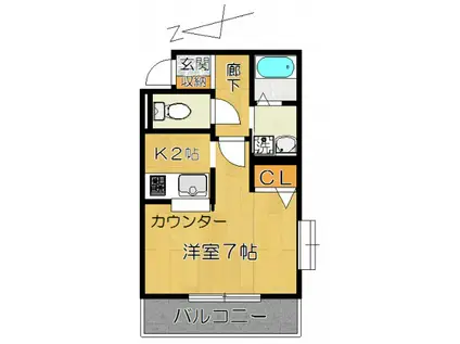 フロール・デ・上本郷(ワンルーム/2階)の間取り写真