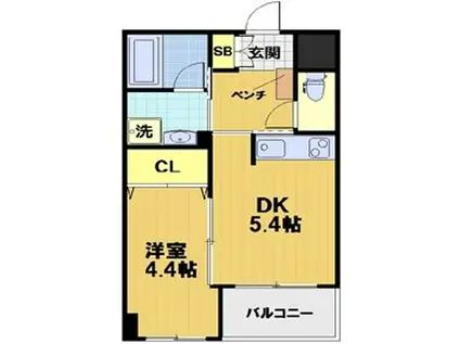 武三ビルディング(1DK/2階)の間取り写真