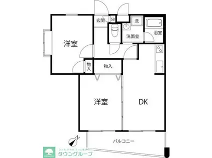 T S GARDEN MITAKADAI(2DK/1階)の間取り写真