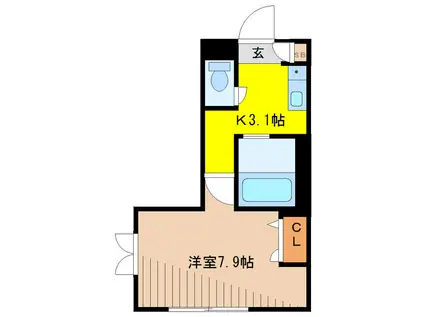 アザリー武蔵野(1K/1階)の間取り写真