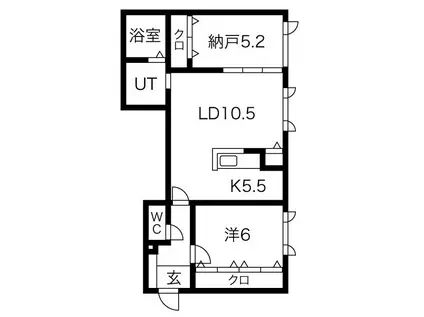 シエロ屯田(2LDK/1階)の間取り写真