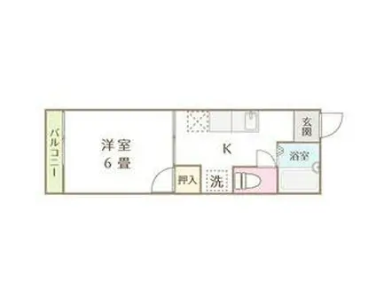 サンパレス宝町(1K/1階)の間取り写真