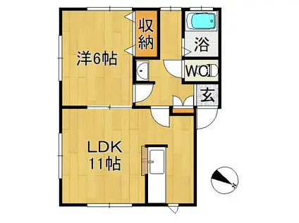 サン・ローズガーデンA(1LDK/2階)の間取り写真