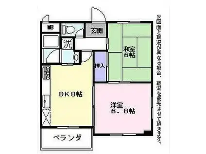 マンションヴェルジェ(2DK/2階)の間取り写真
