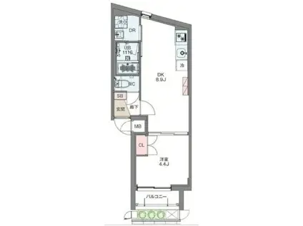 PALWAYS高田馬場 (1DK/1階)の間取り写真
