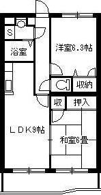 ラポール伊敷(2LDK/1階)の間取り写真