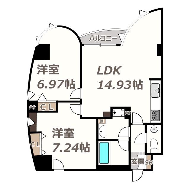 21コートマルナカ(2LDK/10階)の間取り写真