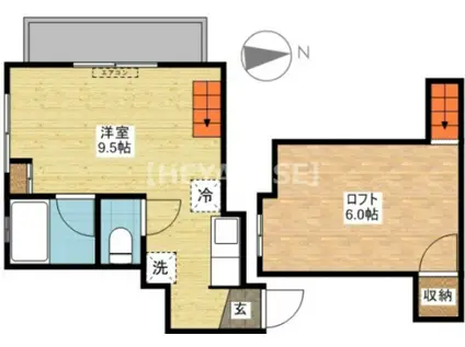 ハイツタクミI(ワンルーム/2階)の間取り写真