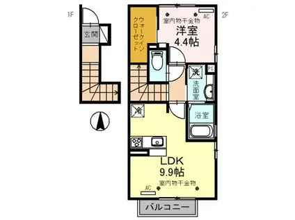 GRAND SERENA(1LDK/2階)の間取り写真