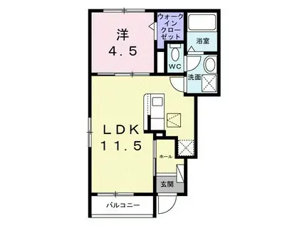 グリーンサイド(1LDK/1階)の間取り写真
