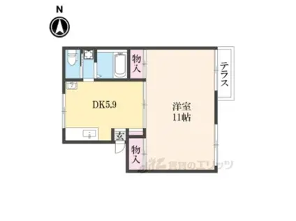 プレジール志楽(1DK/1階)の間取り写真