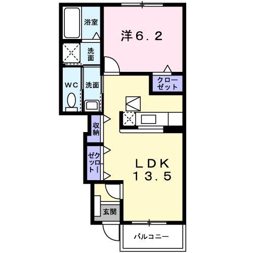 メゾンドソレイユA(1LDK/1階)の間取り写真