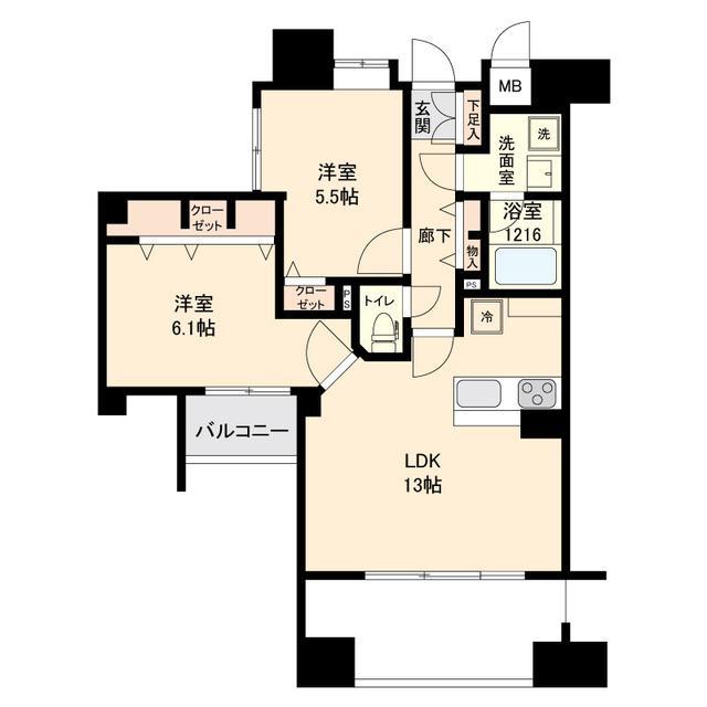 プライムアーバン長町一丁目(2LDK/13階)の間取り写真