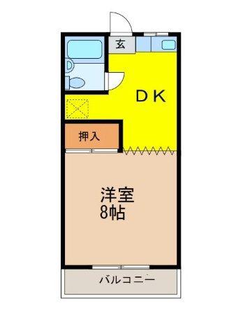 サンパールハイツ(1DK/2階)の間取り写真