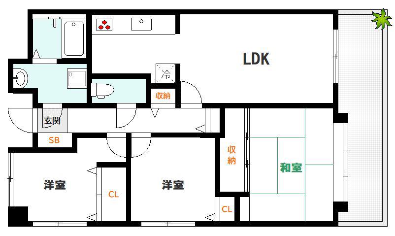 ふぁみーゆ舟入南(3LDK/8階)の間取り写真