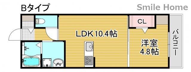 サニーコート西加賀屋(1LDK/3階)の間取り写真