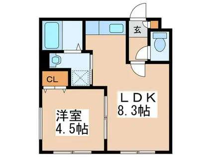 ソフィア(1LDK/1階)の間取り写真
