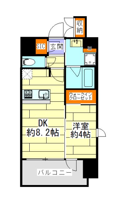 エステムコート谷町九丁目(1DK/11階)の間取り写真