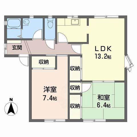 ファミーユ山の北(2LDK/1階)の間取り写真