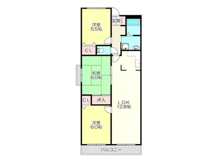 アネックス太子堂(3LDK/2階)の間取り写真