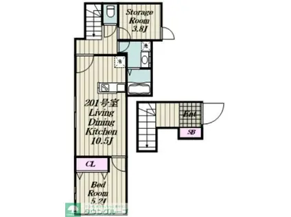 GARDEN TERRACE 都立家政(1SLDK/2階)の間取り写真