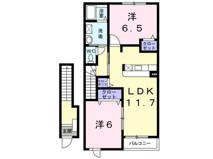 サンリットII(2LDK/2階)の間取り写真