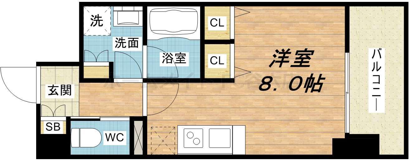 アーバネックス北浜(ワンルーム/13階)の間取り写真