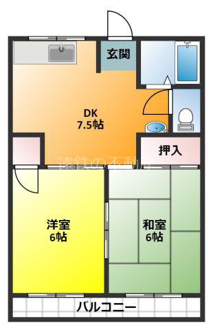 シティハイムマウンテン(2DK/1階)の間取り写真