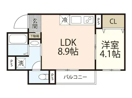 CLE DU BONHEUR (1LDK/3階)の間取り写真