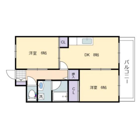 鶴江アレー(2DK/1階)の間取り写真