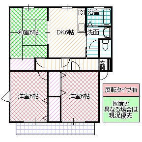 サニースクエア A棟(3DK/2階)の間取り写真