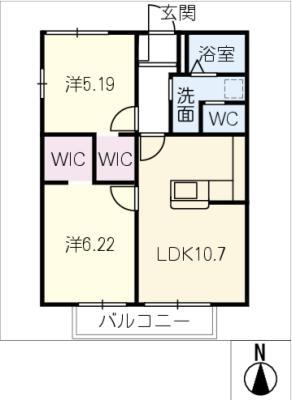 ファミールもりみち(2LDK/2階)の間取り写真