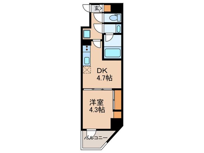 シーフォルム江戸川橋(1DK/2階)の間取り写真