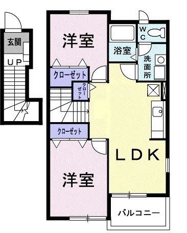 メゾン・あかね(2LDK/2階)の間取り写真