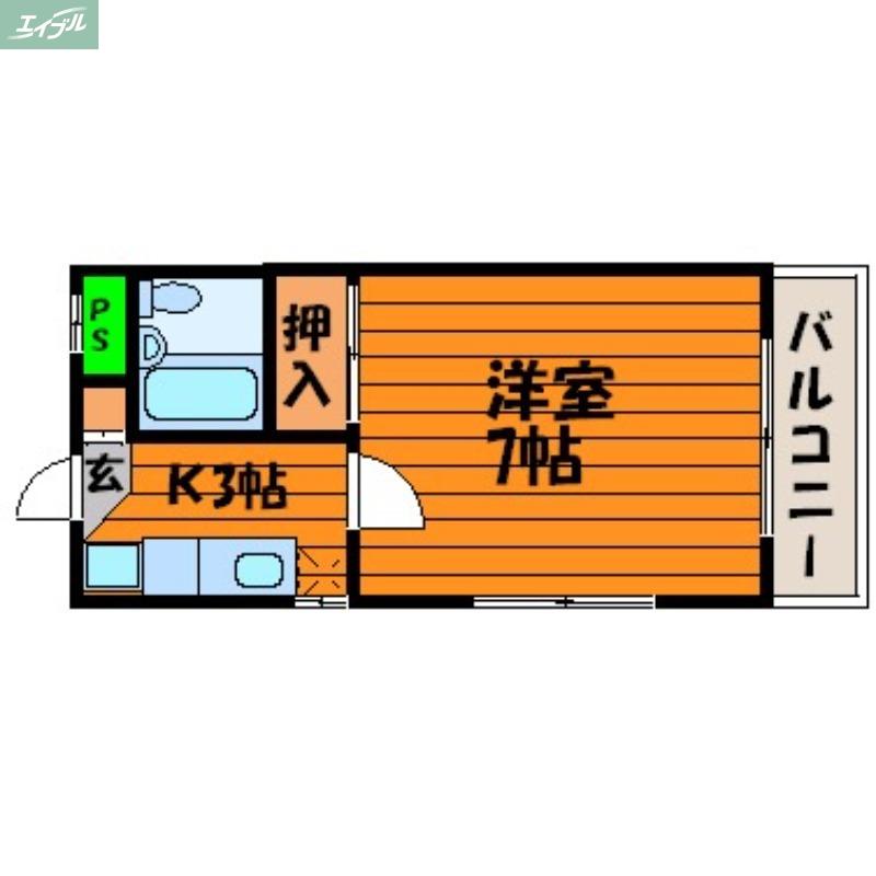 RIAN津島南(1K/2階)の間取り写真