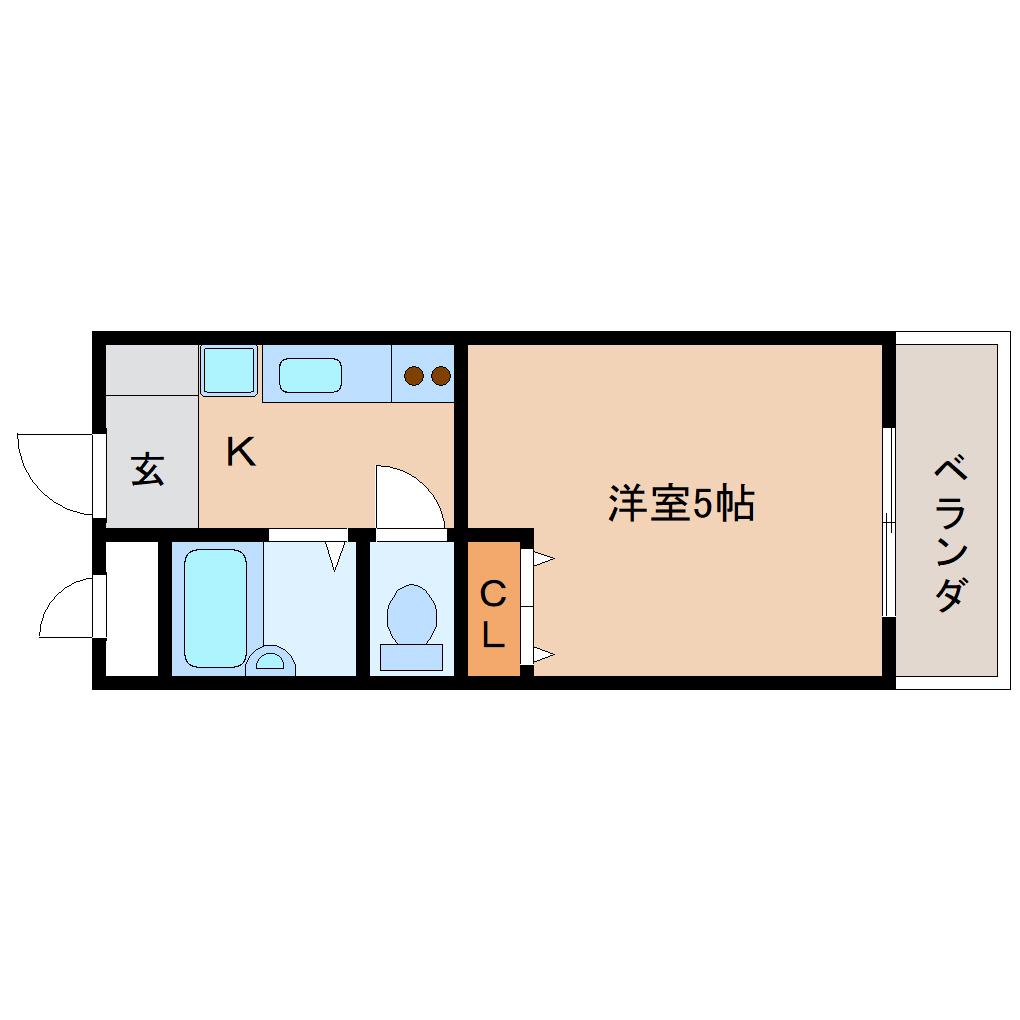 リッチヒル富雄(1K/1階)の間取り写真