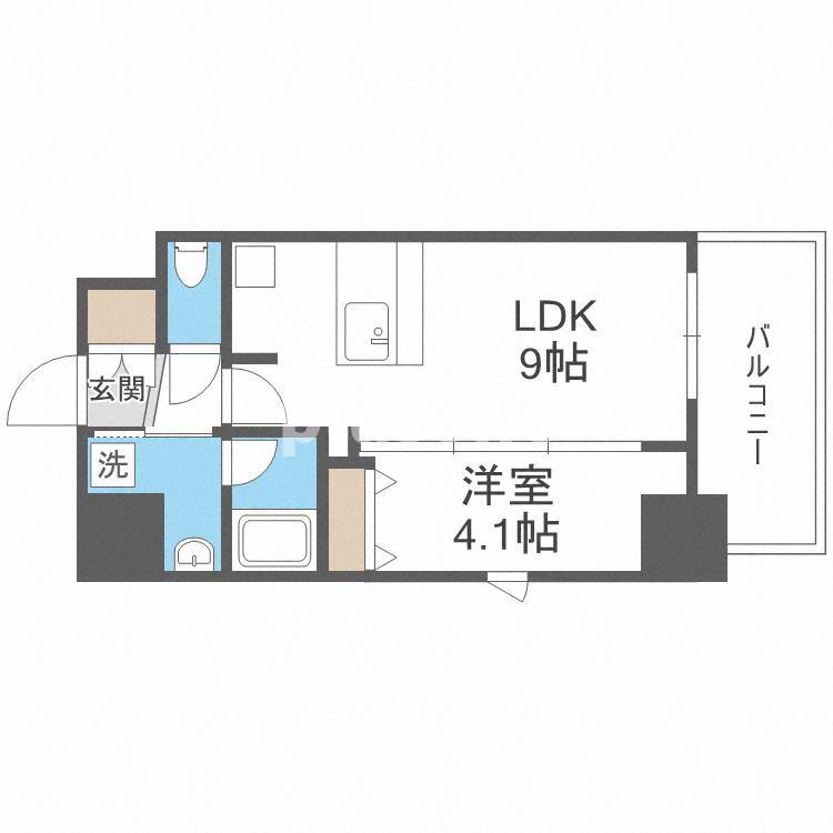 GM難波ウエストD.C(1LDK/7階)の間取り写真