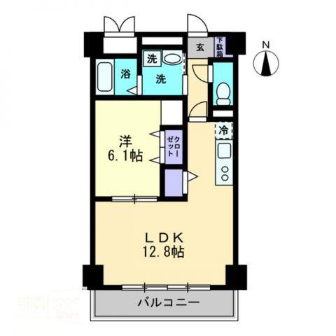 フィール上之町(1LDK/5階)の間取り写真