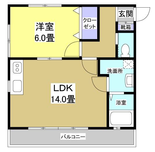 蜆塚ヴィラージュ(1LDK/2階)の間取り写真