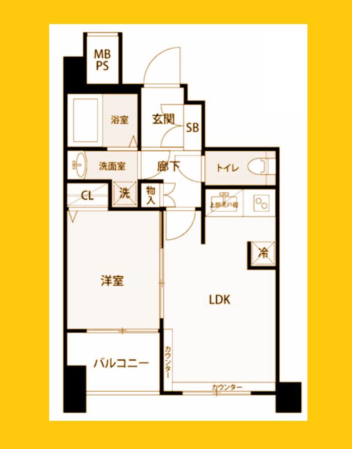 ヴェルト横濱石川町(1DK/7階)の間取り写真