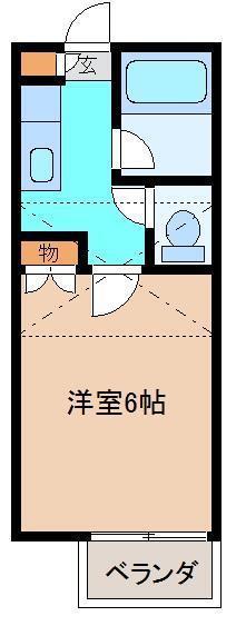 トレンチコート708棟(1K/2階)の間取り写真