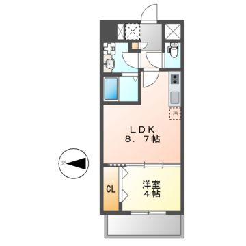 TQレジデンス名古屋錦(1LDK/7階)の間取り写真