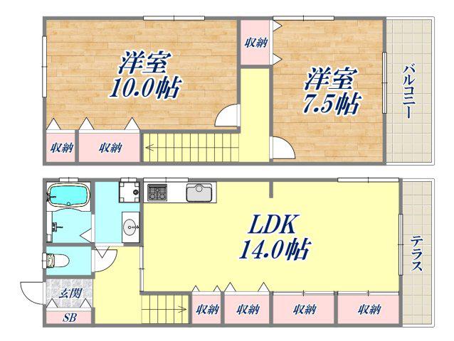 ハイツ小町(2LDK/1階)の間取り写真