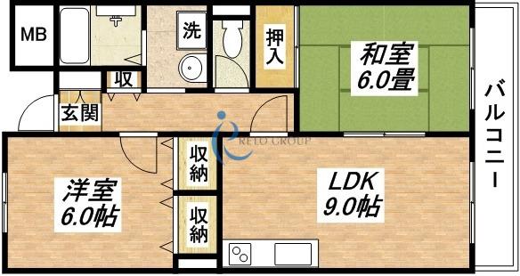 片岡マンションIV(3LDK/5階)の間取り写真