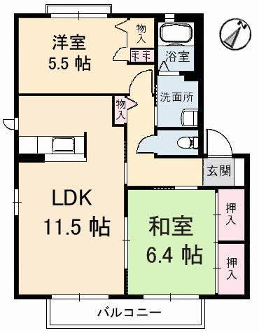 シャーメゾンかがやき1番館(2LDK/2階)の間取り写真