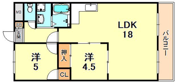 サンマリン舞子(2LDK/3階)の間取り写真