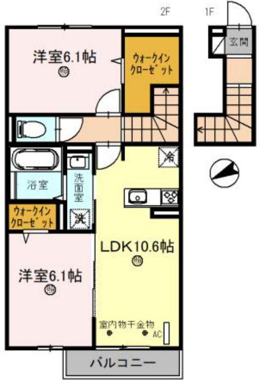 アリヴィラ宮前(2SLDK/2階)の間取り写真