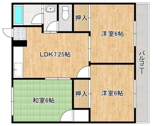 テゾーロ博多南(3DK/2階)の間取り写真