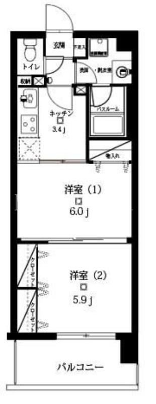 カサド笹塚(2K/11階)の間取り写真