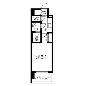 MELDIA CREST NAMBA SOL TERRACE(1K/9階)の間取り写真